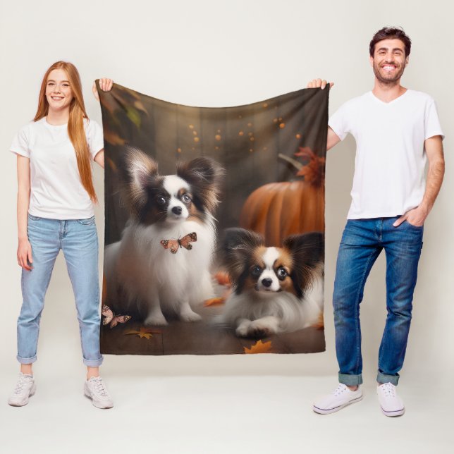 Papillon Puppy Autumn Delight Pumpkin Fleecedecke (Beispiel)