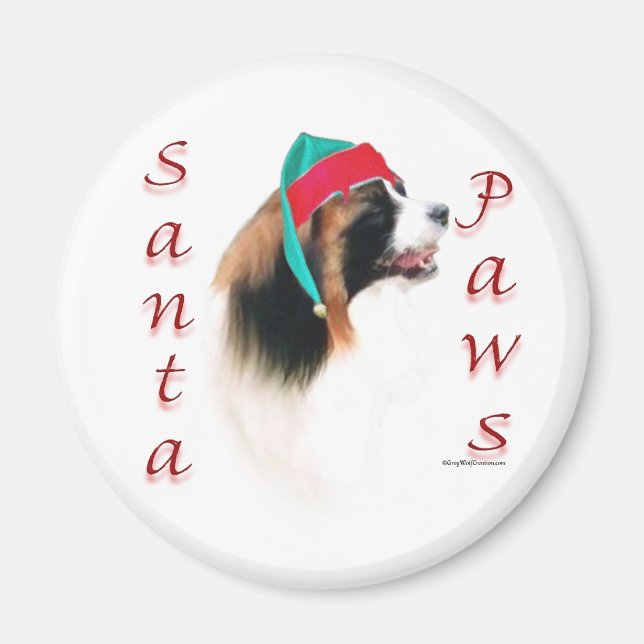 Papillon Santa Paws Magnet (Vorne)