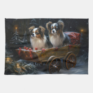 Papillon Schneeschlitten Weihnachtsdekoration Geschirrtuch