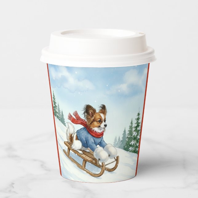 Papillon Sledding, Paper Cups Pappbecher (Vorderseite)