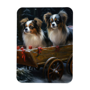 Papillon Snowy Sleigh Weihnachtsdekor Magnet