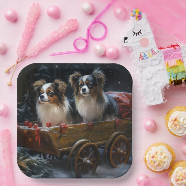 Papillon Snowy Sleigh Weihnachtsdekor Pappteller (Party)