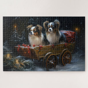 Papillon Snowy Sleigh Weihnachtsdekor Puzzle