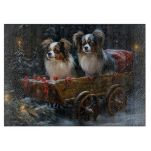 Papillon Snowy Sleigh Weihnachtsdekor Schneidebrett