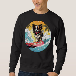 Papillon Surfing Funny Dog Beach Sweatshirt