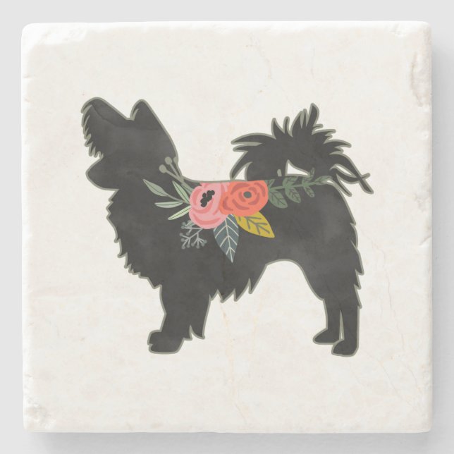 Papillon Toy Dog Breed Boho Silhouette Steinuntersetzer (Vorderseite)