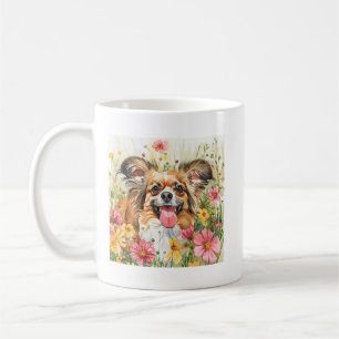 Papillon-Wasserfarben-Tasse – Geschenk für Hunde-L Kaffeetasse