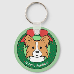 Papillon Weihnachten Schlüsselanhänger