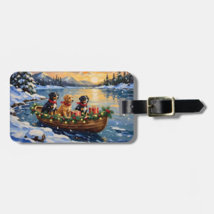 Papillon-Weihnachtsboot-Feiertag Gepäckanhänger
