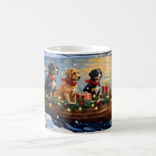 Papillon Weihnachtsboot-Feiertag Kaffeetasse (Mittel)
