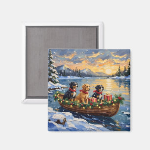 Papillon-Weihnachtsboot-Feiertag Magnet