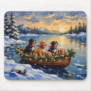Papillon Weihnachtsboot-Feiertag Mousepad
