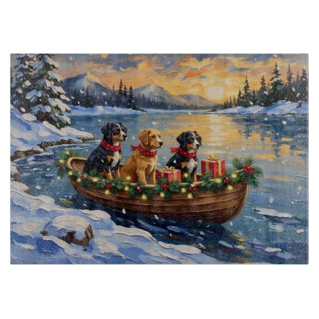 Papillon Weihnachtsboot-Feiertag Schneidebrett (Vorderseite)