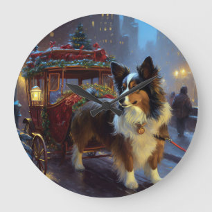 Papillon Weihnachtsfeiertag Große Wanduhr