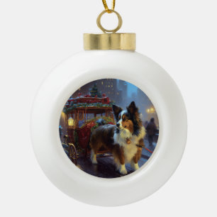 Papillon Weihnachtsfeiertag Keramik Kugel-Ornament
