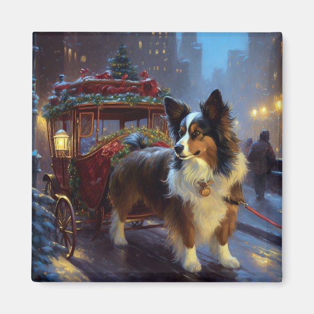 Papillon Weihnachtsfeiertag Magnet (Vorne)