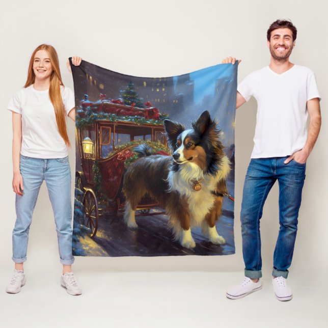 Papillon Weihnachtsfestzeit Fleecedecke (Beispiel)