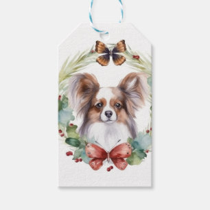 Papillon-Weihnachtskranz Festiver Hund Geschenkanhänger