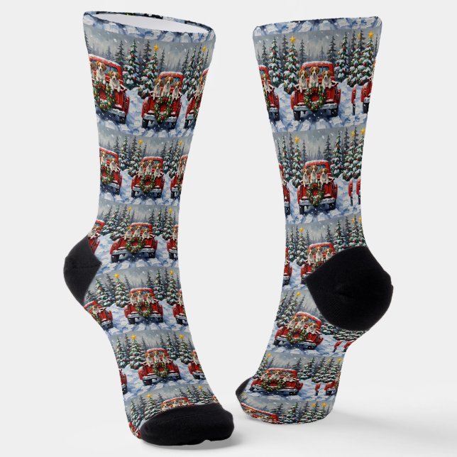 Papillon Weihnachtsroter LKW Urlaub Socken (Gewinkelt)