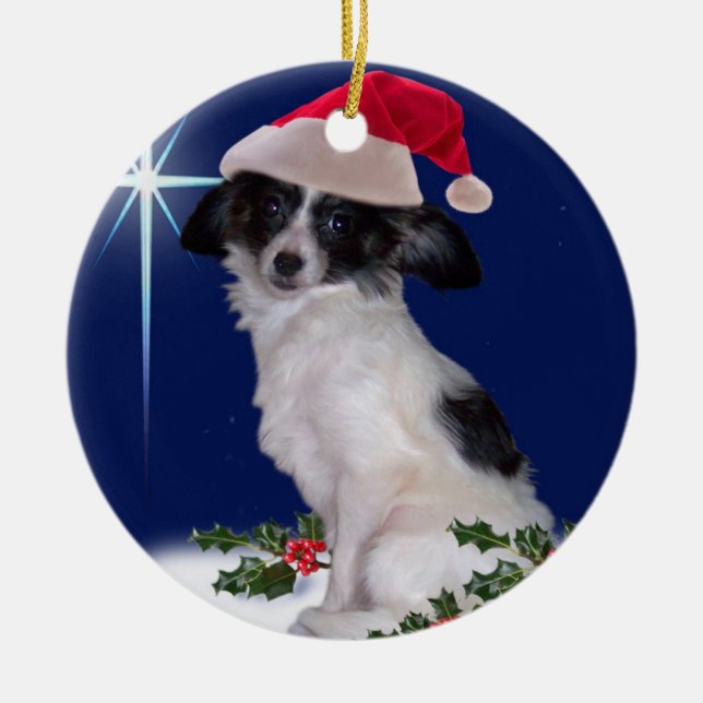 Papillon Weihnachtsverzierung Keramik Ornament (Vorne)