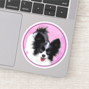 Papillon (Weiß und Schwarz) Gemälde - Hundekunst Aufkleber