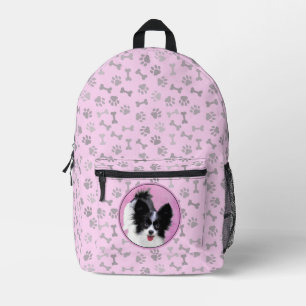 Papillon (Weiß und Schwarz) Gemälde - Hundekunst Bedruckter Rucksack