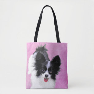 Papillon (weiß und schwarz) Malerei - Hundekunst