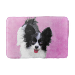 Papillon (weiß und schwarz) Malerei - Hundekunst Badematte