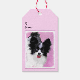 Papillon (weiß und schwarz) Malerei - Hundekunst Geschenkanhänger