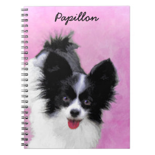 Papillon (weiß und schwarz) Malerei - Hundekunst Notizblock