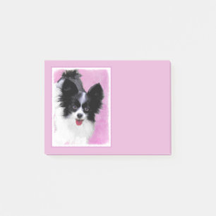 Papillon (weiß und schwarz) Malerei - Hundekunst Post-it Klebezettel