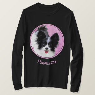 Papillon (weiß und schwarz) Malerei - Hundekunst T-Shirt