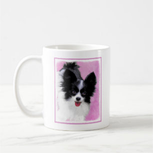 Papillon (weiß und schwarz) Malerei - Hundekunst Tasse