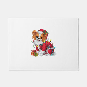 Papillon Xmas Lighting Santa Papillon Dog Christma Fußmatte