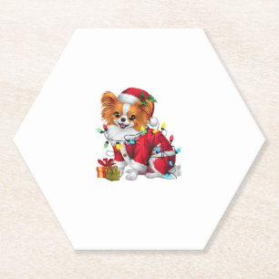 Papillon Xmas Lighting Santa Papillon Dog Christma Untersetzer