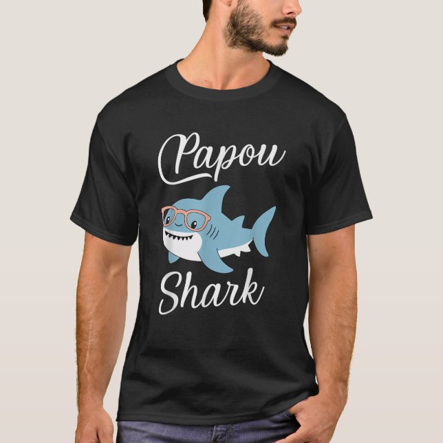 Papou Shark Funny Matching Family Grandpa  T-Shirt (Vorderseite)
