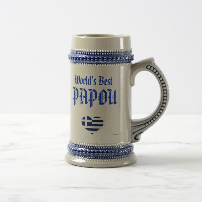 Papou Stein - das beste Papou der Welt (Grieche - Bierglas (Rechts)