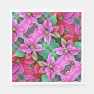 Papp Napkin Pink/Rote Poinsettia Serviette