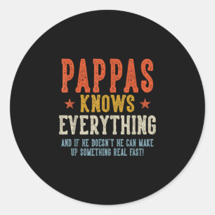 Pappas weiß alles Vatertag Retro Vintage Runder Aufkleber