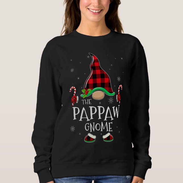 Pappaw Gnome Buffalo Plaid Matching Family Christm Sweatshirt (Vorderseite)