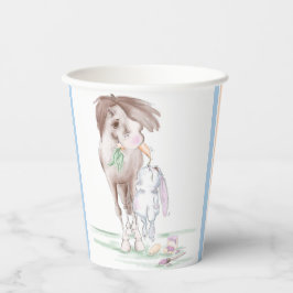 Pappbecher Osterparty mit Pferd und Osterhase