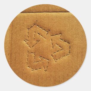 Pappe, die Aufkleber recycelt