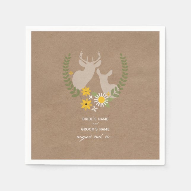 Pappe Inspiriert Hirschhochzeit Napkins Serviette (Vorderseite)