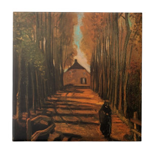 Pappelallee im Herbst von Vincent van Gogh Fliese