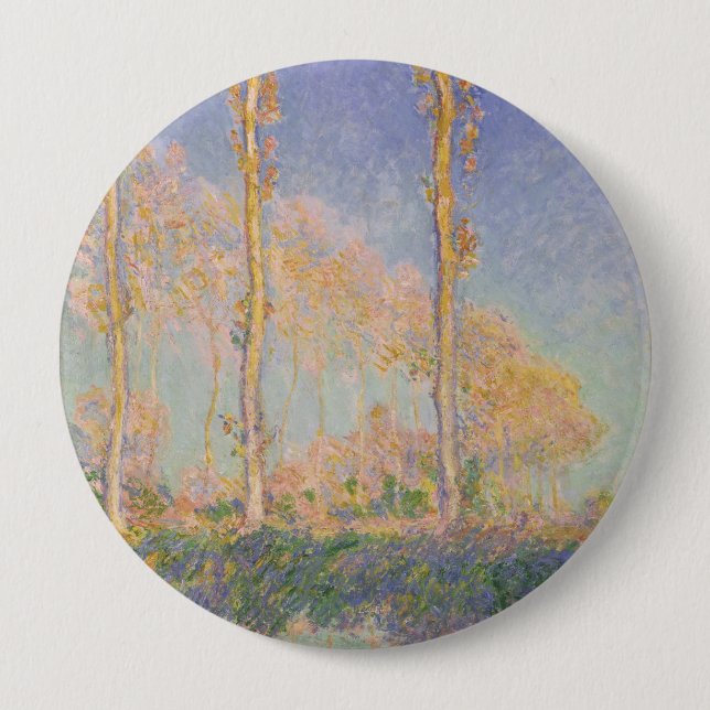 Pappeln, impressionistische Landschaft, Claude Mon Button (Vorderseite)