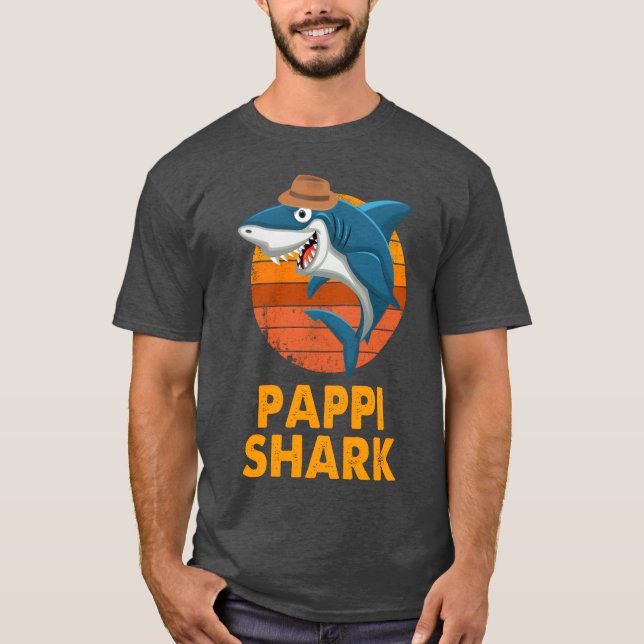Pappi Shark Papa Grandpa Vatertag Freunde T-Shirt (Vorderseite)