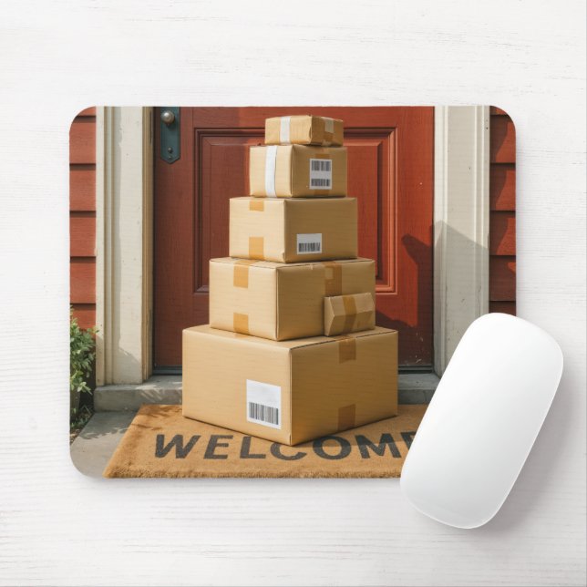 Pappkartons auf einer Willkommensmatte Mousepad (Mit Mouse)