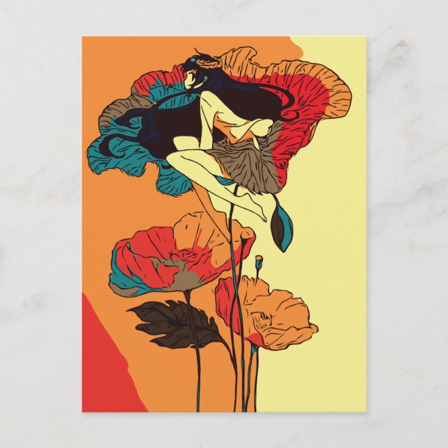Pappmädchen im Wind Postkarte (Vorderseite)