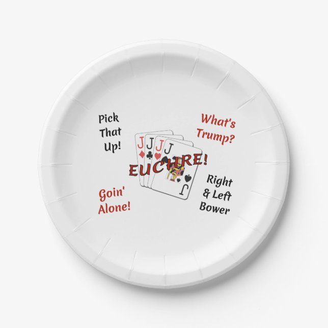 Pappteller 7 Zoll - Euchre! (Vorderseite)