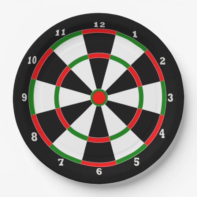 Pappteller - Dartboard-Uhr-Entwurf (Vorderseite)